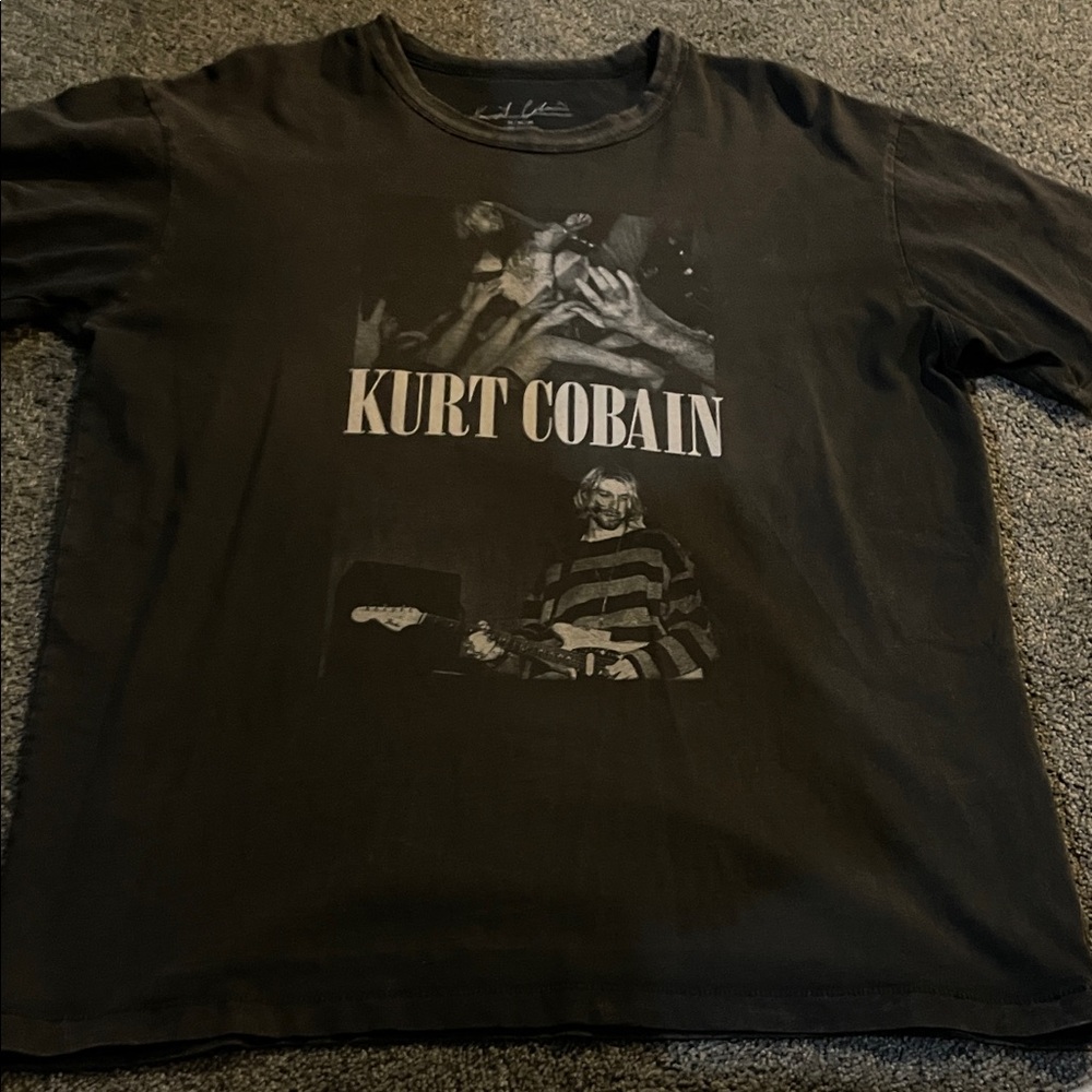 Dark Grey Graphic T-Shirt Kurt Cobain